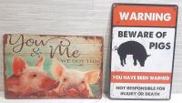 2 New Metal Signs | Pigs