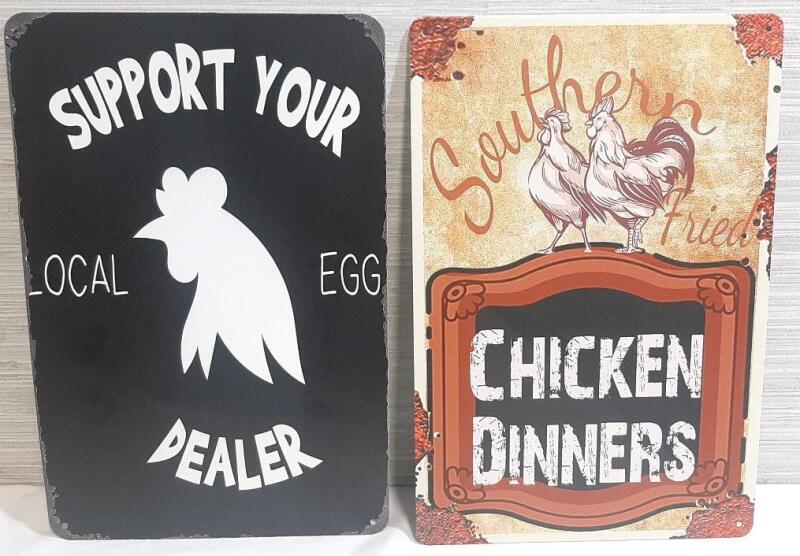 2 New Metal Signs | Chicken Themed
