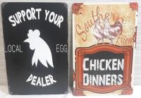2 New Metal Signs | Chicken Themed