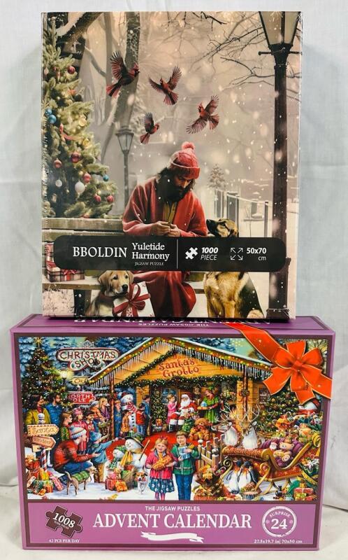 2 Jigsaw Puzzles, Includes As-New Advent Calendar Jigsaw (1008 Pieces) and New BBOLDIN Yuletide Jigsaw (1000 Pieces)