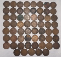 1911 - 1920 Canadian George V Large One Cent Pennies - 61 Coins