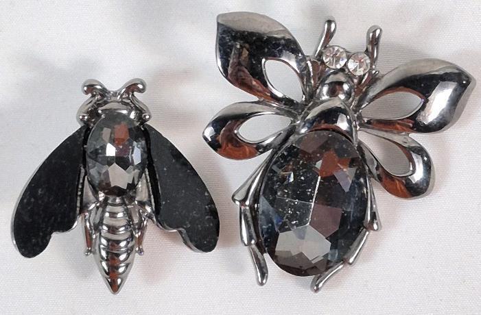2 Vintage Bug Brooches 1.5 & 2" Long