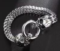 Vintage Inspired Edgy Skull Charm Bracelet Iron Alloy Chain with Skull End Ring Clasp approximately 8.5&rsquo;&rsquo;