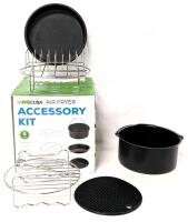 GOWISE USA 6pc Air Fryer Accessory Kit, Pieces Up to 7" Diameter, Scratches in Oizza Pan, Others in As-New Condition - Fits Most Air Fryer Baskets