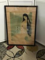 Japanese Nude Print on Silk Signed
