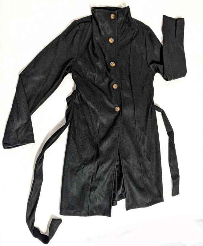 New Size Med Women's High Collar Trench Coat With Belt
