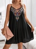 New Size 3XL Women's Calvaya Plus Floral Embroidery Cami Dress