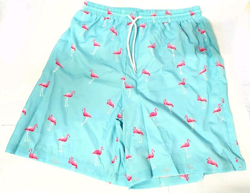 New Size 13-14Y Boys Flamingo Print Lined Swimming Trunks