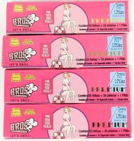 4 New Packs BROS Premium King Size Regular (110 &times; 44mm) Rolling Papers, Pink | 33 Sheets + 33 Cigarette Holders + 1 Smoke Stick Per Pack In Each Pack