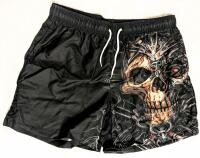 New Size XL Men's Biomechanical Skull Graphic Drawstring Shorts