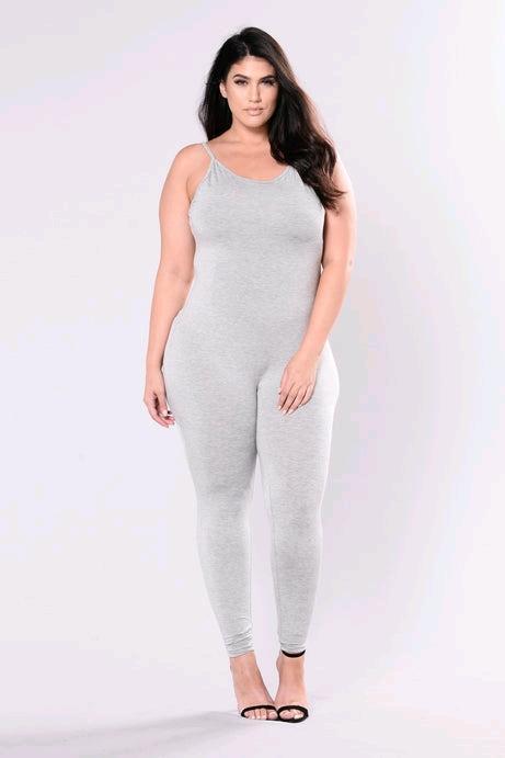 New Size 1X Women's FASHION NOVA Nova Season Jumpsuit, Heather Grey
