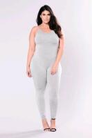 New Size 1X Women's FASHION NOVA Nova Season Jumpsuit, Heather Grey