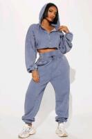 New Size 1XL Women's FASHION NOVA Tamara Washed Jogger Set, Slate Blue | Retails $71