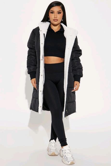 New Size XXL Women's FASHION NOVA Park City Girl Puffer Coat, Black | Retails $71