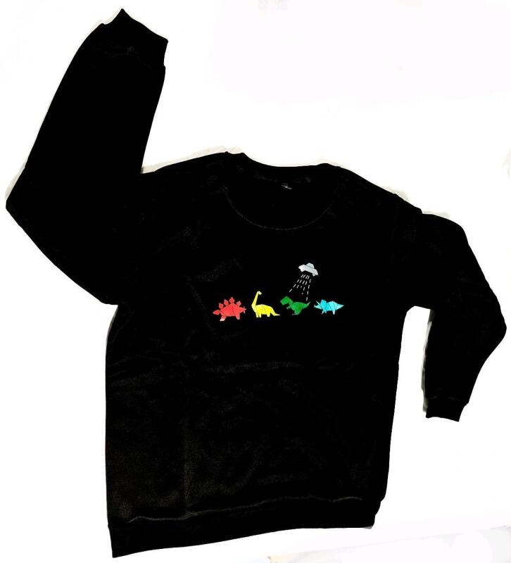 New Size Med Men's MANFINITY Origami Dinosaurs & Aliens Crewneck Sweatshirt