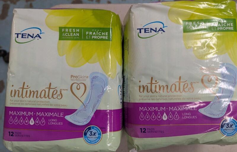 24 Tena Intimates Maximum Feminine Hygene Pads