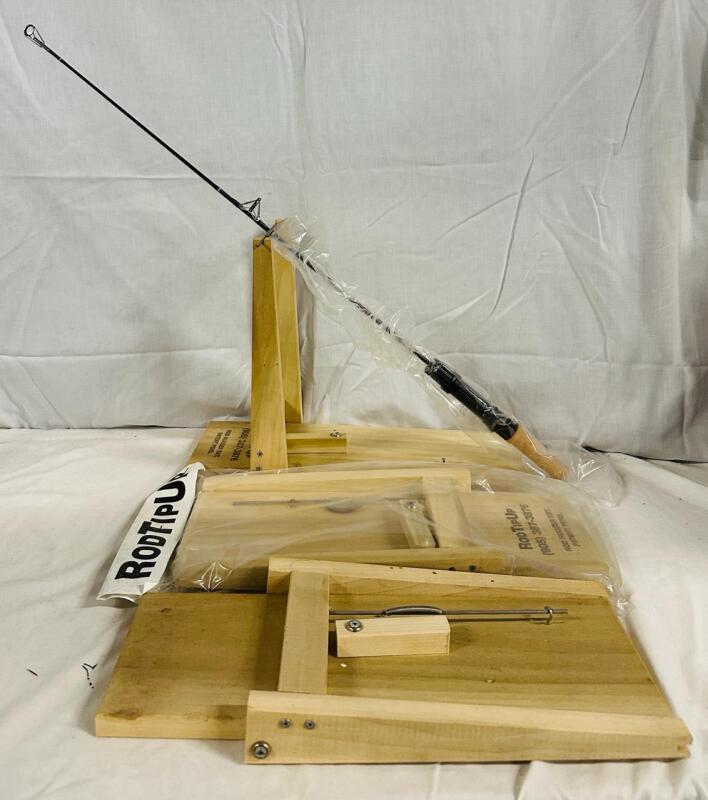 4 As-New Ice Fishing Supplies, Includes 32&rdquo; Rod and 4 Rod Hugger Ent. RodTipUps (16&rdquo; x 5.5&rdquo; x 12&rdquo;)