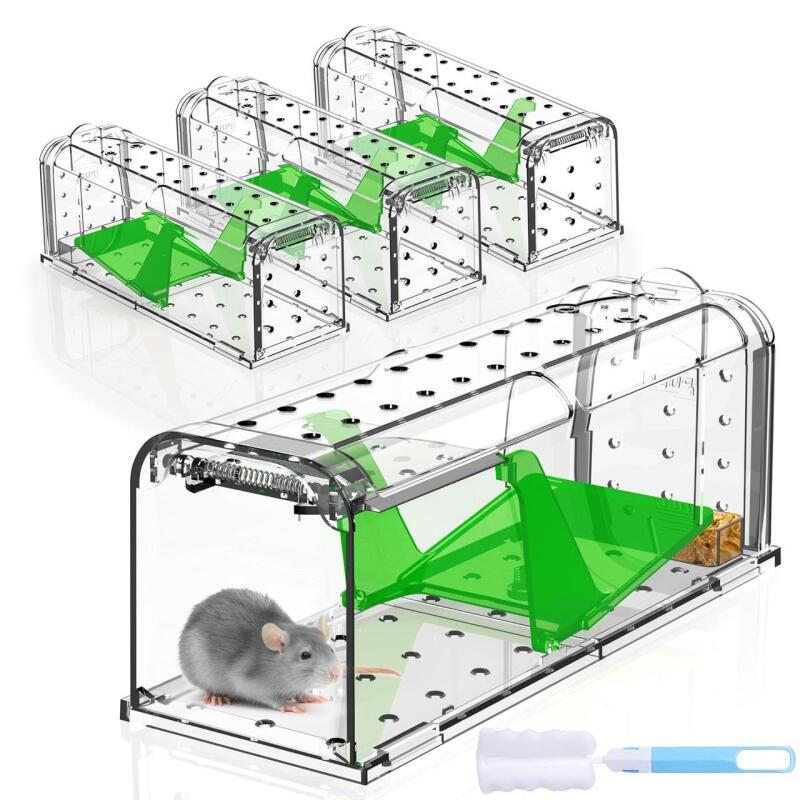 4 As-New Humane Mouse Traps, 7.5&rdquo; x 2.75&rdquo; x 2.75&rdquo;
