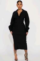 New sz Medium Women's Fashion Nova Elise Ruched Maxi Dress Retails for $57