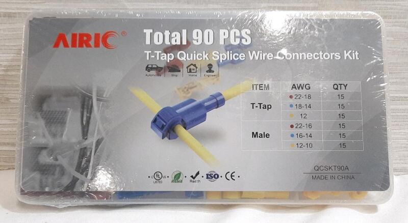 New Airic Pack of 90pcs T-Tap Quick Splice Wire Connectors Kit