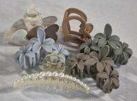 6 New Hair Clips - Flowers & Hearts