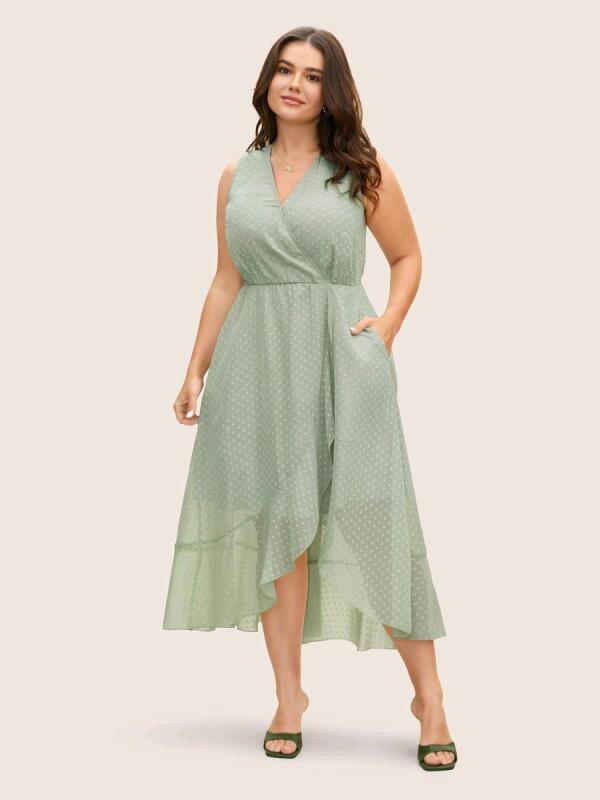 New sz 26 Women's Bloomchic Overlap Collar Texture See Through Dress