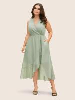 New sz 26 Women's Bloomchic Overlap Collar Texture See Through Dress