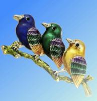 Vibrant Colorful 3 Birds on An Enamel Brooch Detailed Craftmanship Back Balefor Pendant as well Approximately 1.75&rsquo;&rsquo; in length Rhinestone Eyes