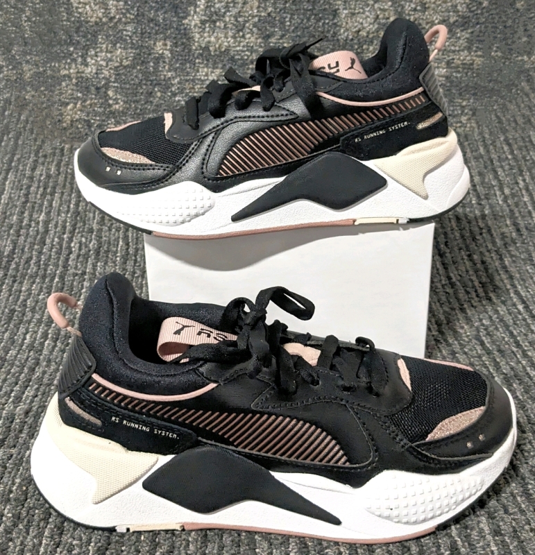 PUMA Ladies RS-X Mono Metal Runners: Black, Rose Gold (Size 7)