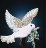 Vintage Inspired Two Brooches Rhinestone Peacock Dove of Peace with Willow Branch sizes in description - 3