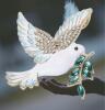 Vintage Inspired Two Brooches Rhinestone Peacock Dove of Peace with Willow Branch sizes in description - 4