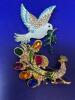 Vintage Inspired Two Brooches Rhinestone Peacock Dove of Peace with Willow Branch sizes in description - 5