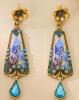 Vintage Inspired Enamel Floral Teardrop Earrings with Blue Gemstones Rhinestones Elegant Copper Alloy Stamped 925 Posts approximately 3 x .78&rsquo;&rsquo; Stock photos added