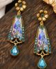 Vintage Inspired Enamel Floral Teardrop Earrings with Blue Gemstones Rhinestones Elegant Copper Alloy Stamped 925 Posts approximately 3 x .78&rsquo;&rsquo; Stock photos added - 3
