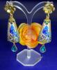 Vintage Inspired Enamel Floral Teardrop Earrings with Blue Gemstones Rhinestones Elegant Copper Alloy Stamped 925 Posts approximately 3 x .78&rsquo;&rsquo; Stock photos added - 5