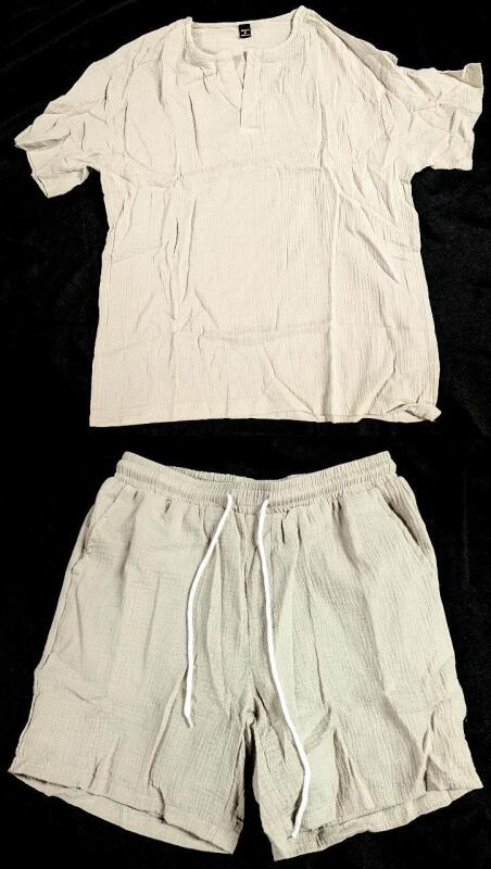 New Size Med Men's MANFINITY 100% Cotton Tunic Tee & Lined Drawstring Shorts Set