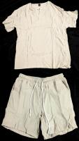 New Size Med Men's MANFINITY 100% Cotton Tunic Tee & Lined Drawstring Shorts Set