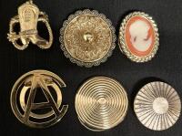 6 Vintage Scarf Clips - Cameo, Cowboy Boot +