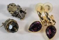 2 Vintage Heidi Daus & Alfred Sung Earrings - Pierced Ears