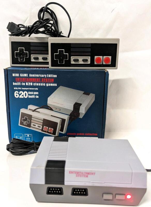 As-New MINI GAME Anniversary Edition Entertainment System With 620 Built-in Classic Games, 2 Controllers & AV-Out (Tested For Power Only)