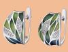 Green Leaf Enamel Micro Pave Size 9 Ring / Elegant Leaf Pave Enamel Hoop Earrings Approximately.63 x .47&rsquo;&rsquo; - 2