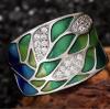Green Leaf Enamel Micro Pave Size 9 Ring / Elegant Leaf Pave Enamel Hoop Earrings Approximately.63 x .47&rsquo;&rsquo; - 3