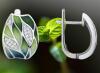 Green Leaf Enamel Micro Pave Size 9 Ring / Elegant Leaf Pave Enamel Hoop Earrings Approximately.63 x .47&rsquo;&rsquo; - 4