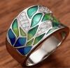Green Leaf Enamel Micro Pave Size 9 Ring / Elegant Leaf Pave Enamel Hoop Earrings Approximately.63 x .47&rsquo;&rsquo; - 6