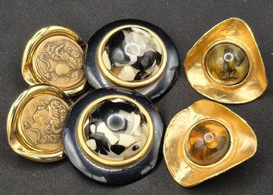 3 Pairs of Statement Clip-on Earrings - Made in Italy