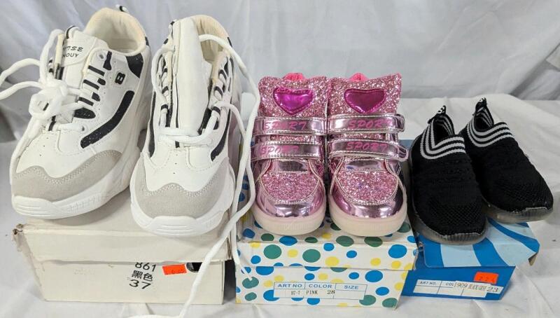 3 Pairs of Shoes. Sizes 23-37