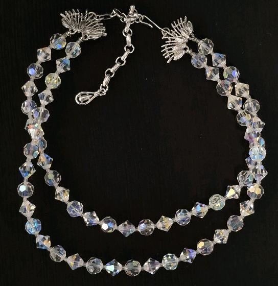 Stunning Vintage Coro Aurora Borealis Double Strand 15" Necklace
