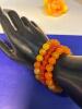 Three Orange Stone Natural Bead Expansion Bracelets Orange Beads are Said to Relieve Stress And Anxiety - Also Helps to Adjust Mental Balance And Enhance Communication