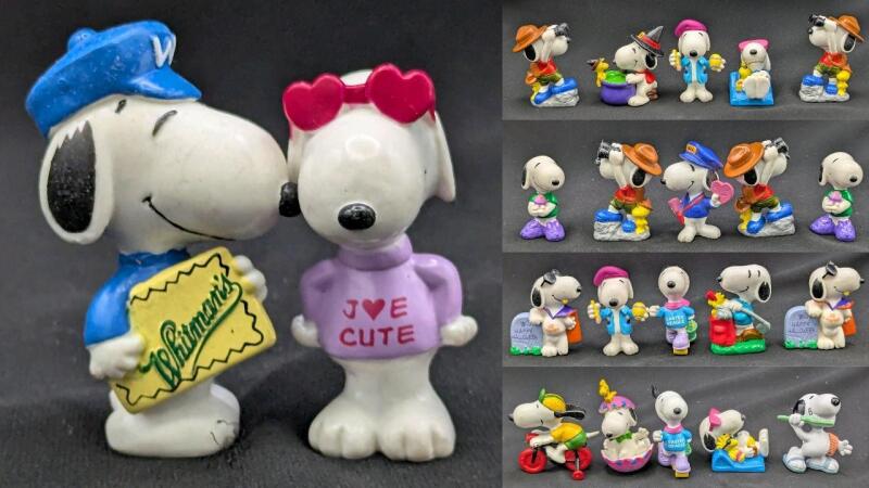 22 Vintage Whitman's Peanuts SNOOPY Holiday PVC Figures, Most 2.5" Tall