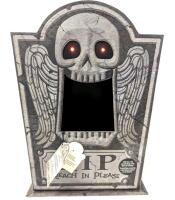 As-New Hallmark GREEDY SKELETON CANDY PRESENTER: RIP (Reach In Please) - Eyes Light Up And Says "Care for a bite? Enter at your own risk! Hahahaha!!" - 14.5" Tall, Tested & Working